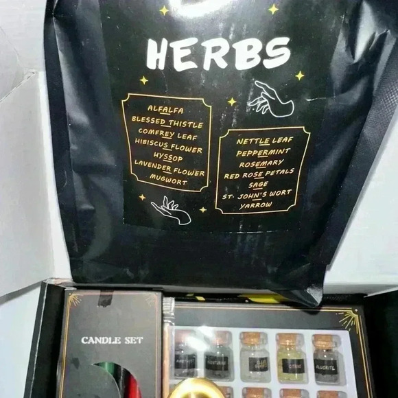 Witchcraft Kit Supplies Set Black Gold Open Box! Halloween Wicca - Picture 4 of 16